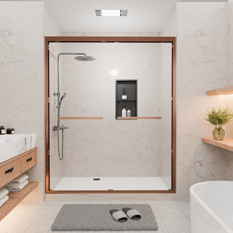 44-48 In. W X 72 In. H Double Sliding Framed Shower Door With Nano-Coated Clean Tempered Glass In Oil Rubbed Bronze
