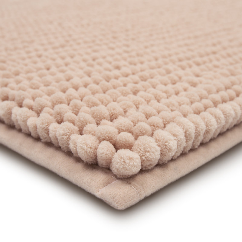 Wagnon Plush Memory Foam Stain/Fade Resistant Non-Slip Machine Washable Bath Mat, 24" W x 60" L, Blush