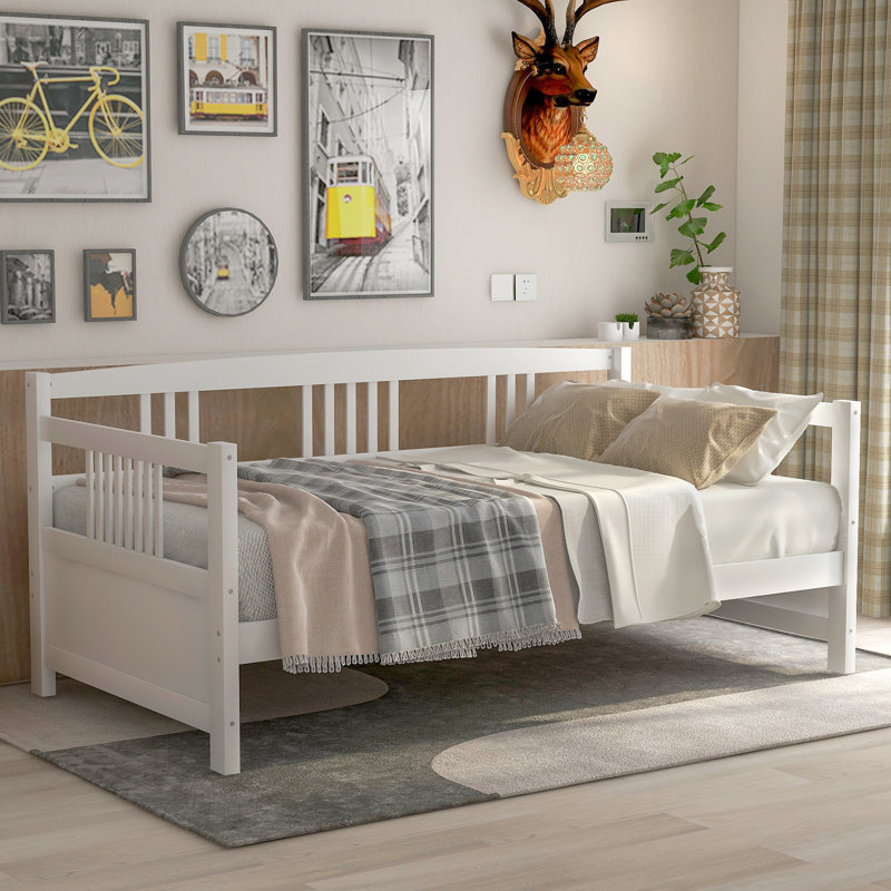 Lit de jour moderne en bois massif, Blanc