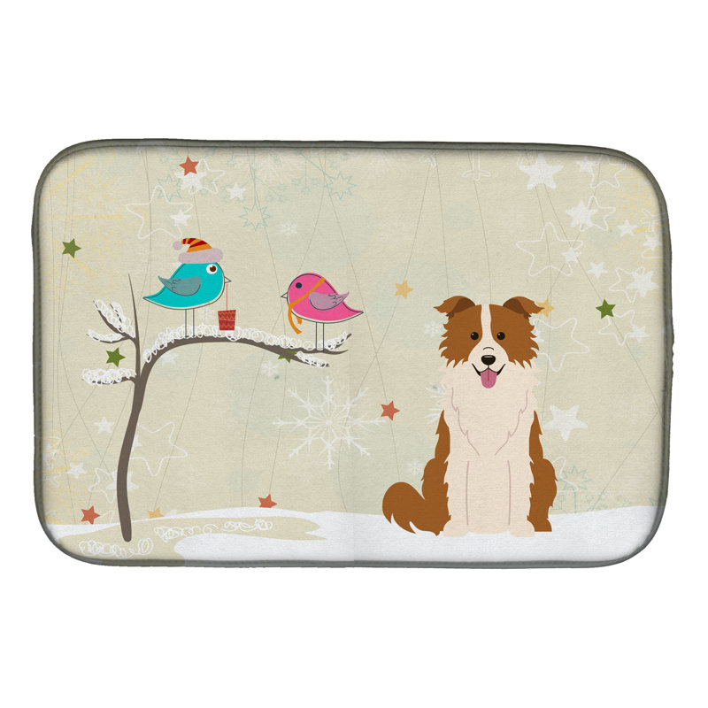Tapis de noël entre amis border collie, Rouge / Blanc