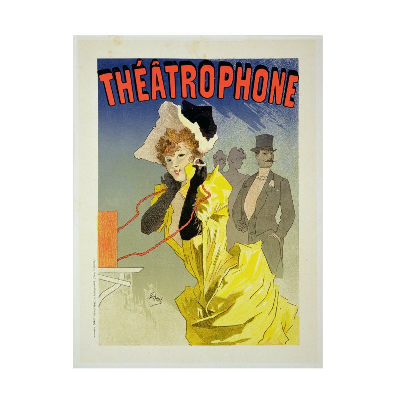 «Jules Cheret Reproduction of a Theatrophone», art sur toile de 1890, H 24 po x l 18 po