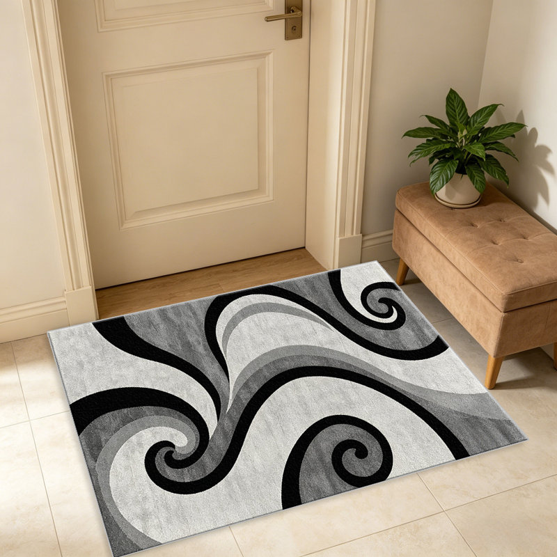 Grey Swirl area rugs for Living Room, Soft and Comfortable, Suitable for all seasons, easy to maintain, machine washable Indoor floor mat, Under Table Farmhouse suitable for Bedroom, Dining Room, Study,  Balcony, Home Decor Patio