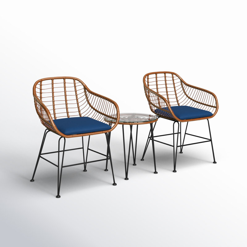 Zulema Round 2 - Person 20" Long Bistro Set with Cushions