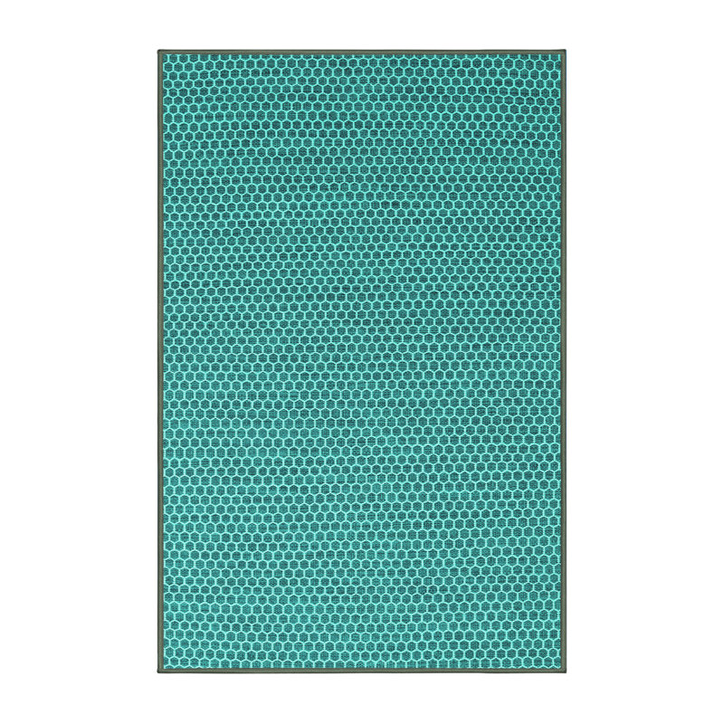 Tapis brun / turquoise en laine et polyester tissés à la machine Abisai