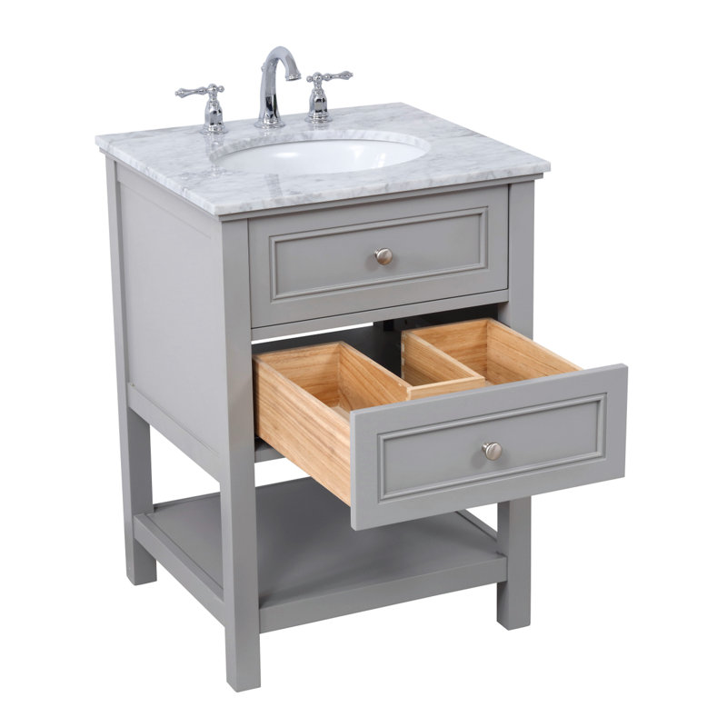 Ensemble de meuble-lavabo simple 24 po Bonsai, gris