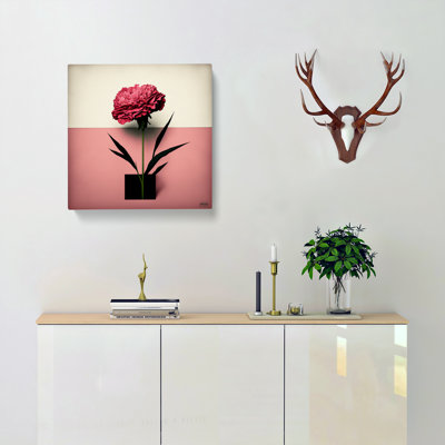 Carnation Flower Suprematism - Wrapped Canvas