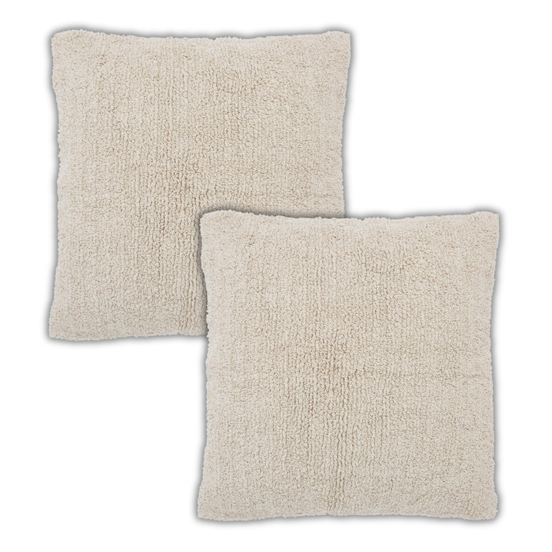 Cotton Tufted Solid Decorative Pillow Covers, Ivory, Square 22"