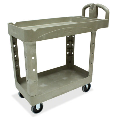 Rubbermaid® Heavy-Duty Two-Shelf Utility Cart 38.87'' H x 17.12'' W Utility Cart with Wheels