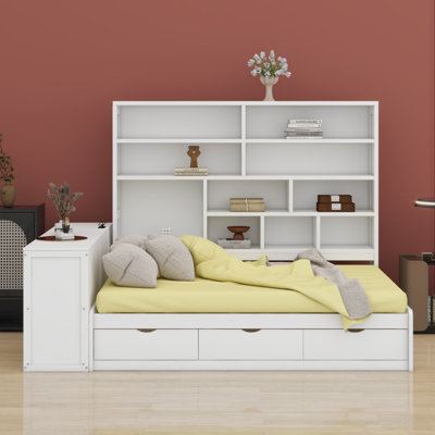 Daybed With Drawers ,Desk ,Shelves And Lights