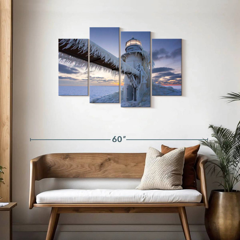 Frosty Michigan Lighthouse, 27" H x 43" W