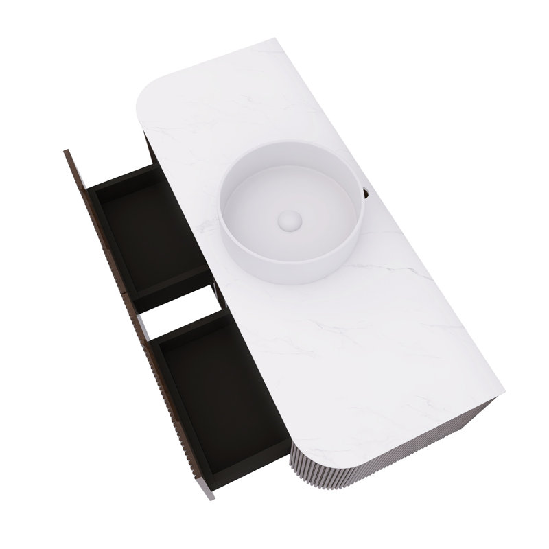 Meuble-lavabo mural 48 po Woodgrain, Noyer foncé