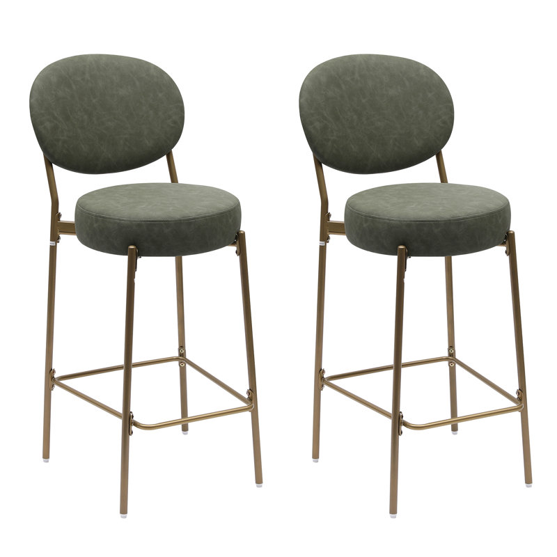 Ensemble de 2 tabourets de bar 29 po avec dossier et repose-pieds 29 po, Vert