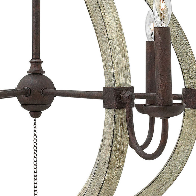 Middlefield Rustic Chic 6-Light Empire Chandelier in Iron Rust and Weathered Ash