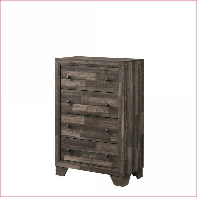 Commodes et amp; Garde-robes | Commode haute 4 tiroirs Rustic | Bois brun-gris | Brun rustique | Gris