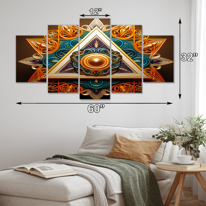 Ernst - Ensemble d'art mural géométrique 5 pièces, H 32 po x l 60 po