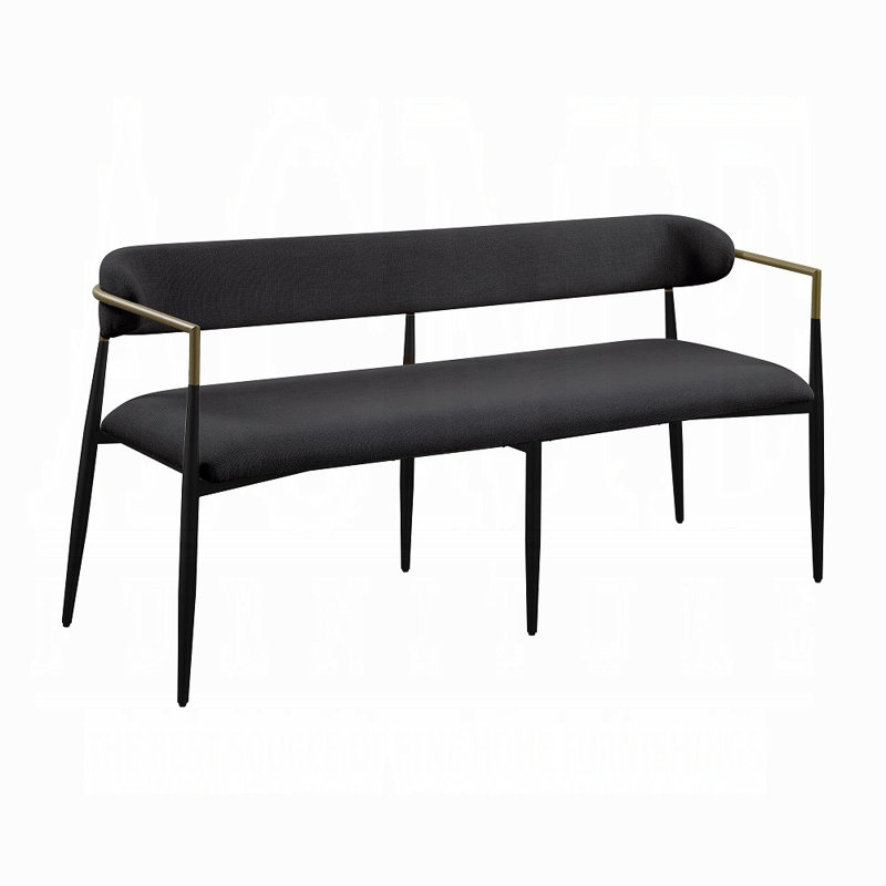 Banc en chenille Jaramillo, H 30 po x l 62 po x P 22 po, Noir