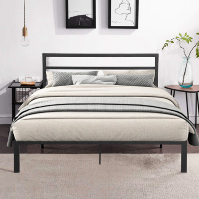 Charcoal Grey Queen Metal Bed Frame - Strong Steel Construction, Quiet And Comfortable Sleep, Easy To Assemble, Under Storage Solution, No Box Spring Required, Fits 8" Thicker Mattresses, 600 Lbs
