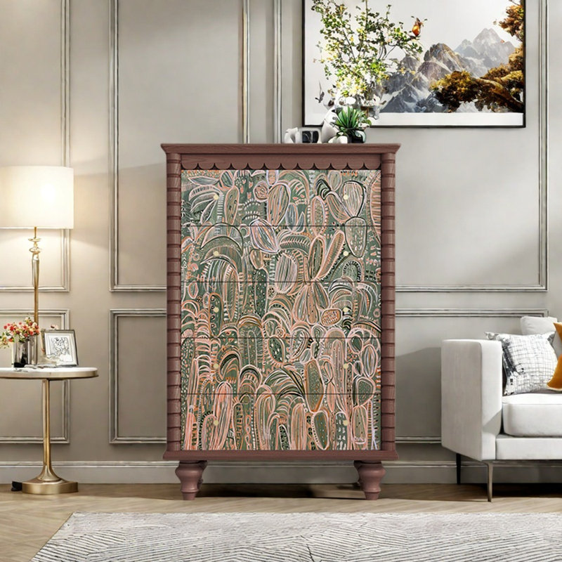 Commode d'appoint avec cinq tiroirs Retro, Brun