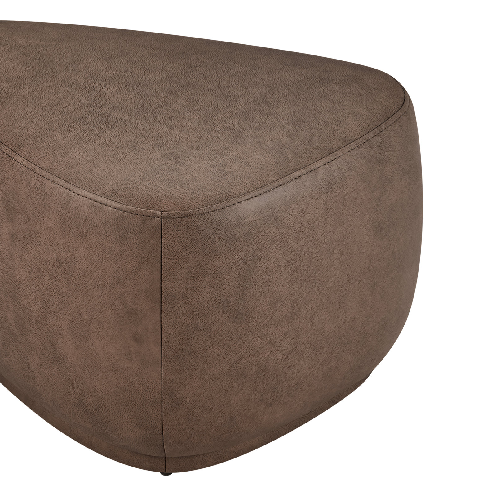 Adna 26" Genuine Leather Ottoman, Walnut Genuine Leather
