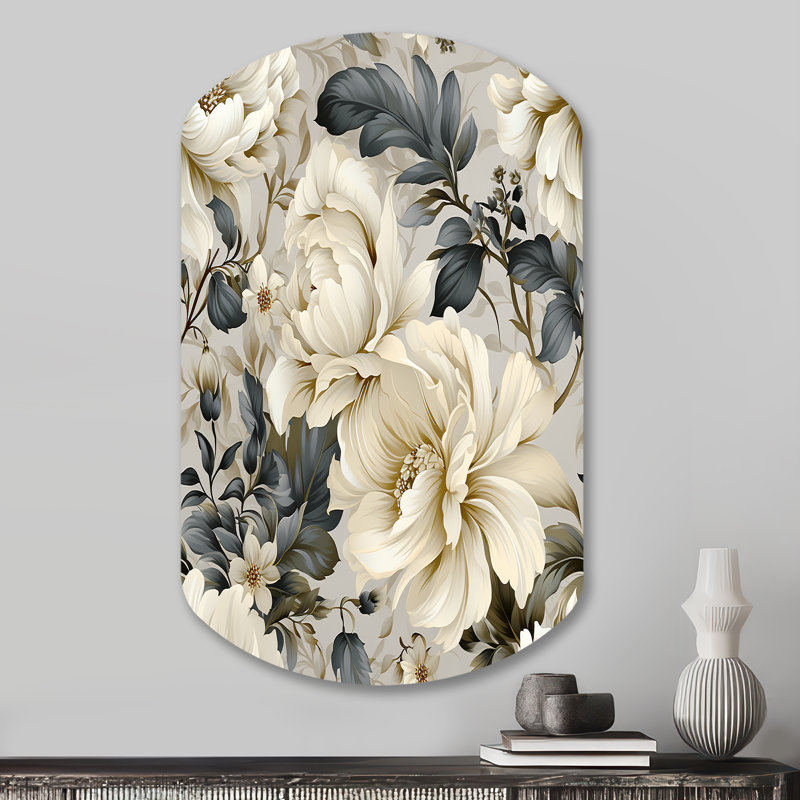 Rella - Art mural cylindrique floral en métal, sculpture murale asymétrique en métal, H 31 po x l 19 po