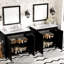 Meuble-lavabo double 72 po, structure en bois massif, tablettes réglables, éviers en céramique faciles à nettoyer avec surface de couleur-1069407718