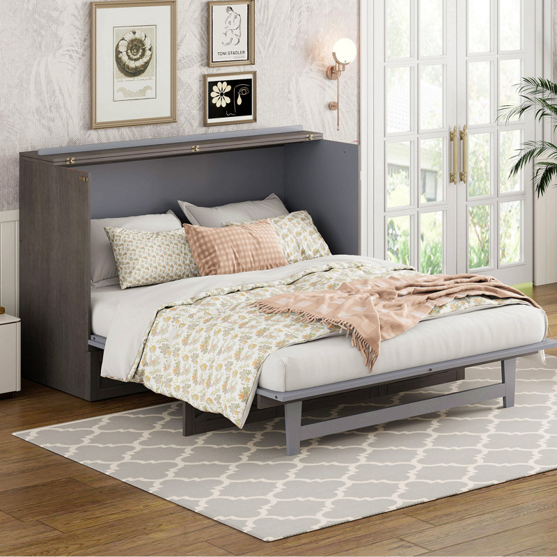 Lit escamotable avec grands tiroirs Murphy, Grand, Gris