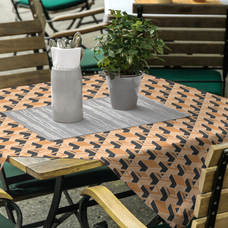 Classic Skyscrapers Tablecloth, Orange/Black