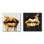 Gold Lips Of Luxury - Fashion Square - ensemble de 2 collages carrés-621758821-621758819