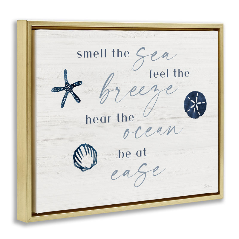 Écoute de l'océan «Be At Ease», Cadre flottant gris lustré, H 17 po x l 21 po