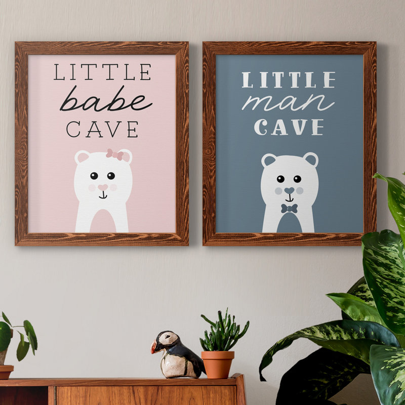 «Little Babe Cave», ensemble de 2 impressions, Pas de tapis, H 24 po x l 36 po x P 1,5 po, Toile avec cadre érable