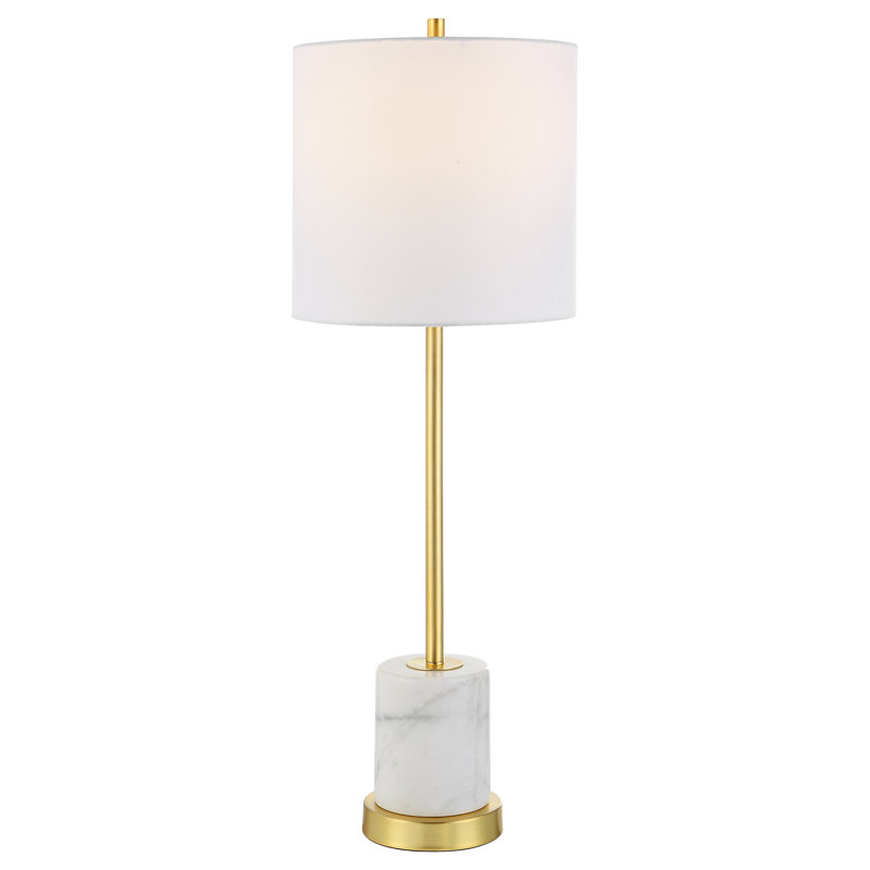 Brushed Gold Table Lamp with White Drum Shade