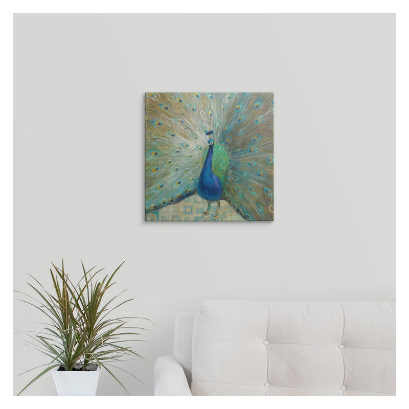 «Blue Peacock on Gold», impression de Danhui Nai, H 35 po x l 35 po x P 1,5 po, Toile