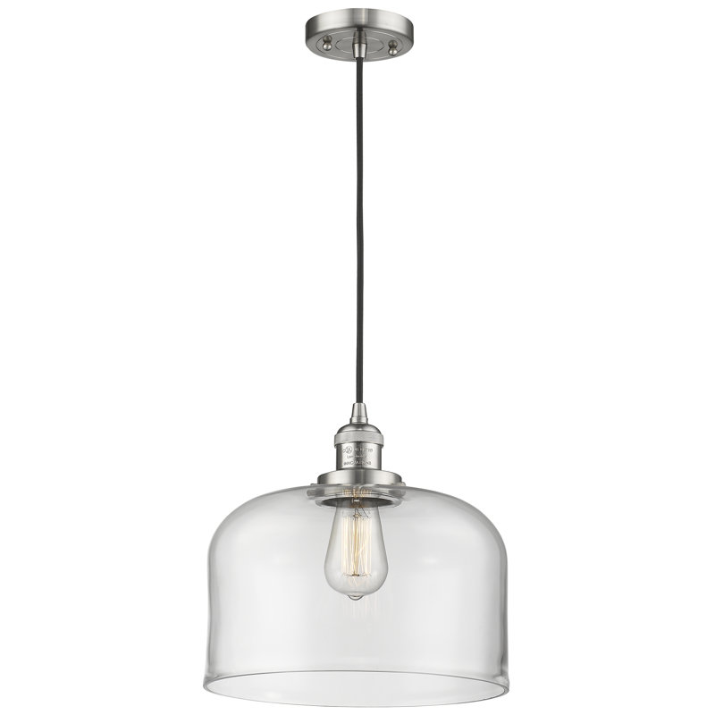 Barahona 1 - Light Single Pendant, No Bulb Included, Clear, Brushed Satin Nickel