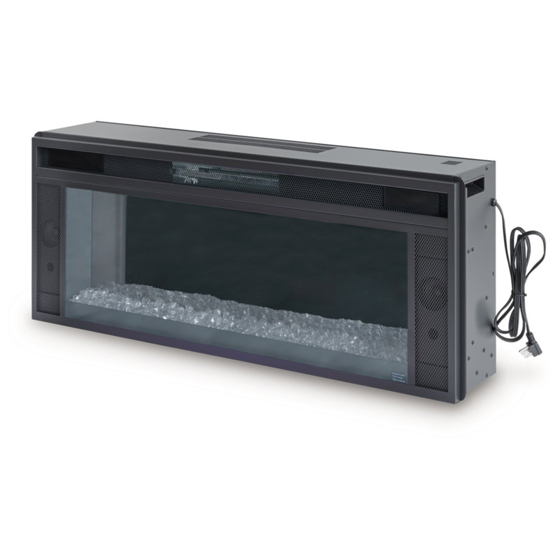 Black Electric Contemporary Fireplace Insert with Crystal Flame Bed