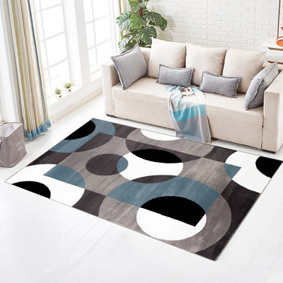 Tapis géométrique gris / noir / blanc