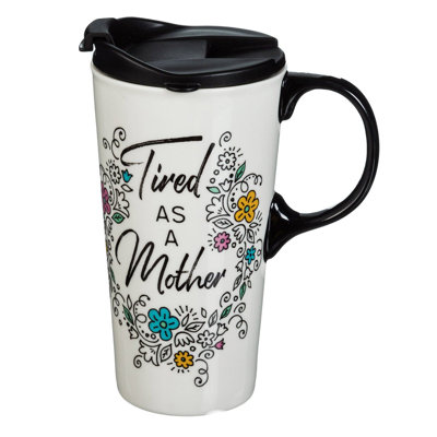 Grande tasse de voyage en céramique de 17 Oz fatigué comme une mère