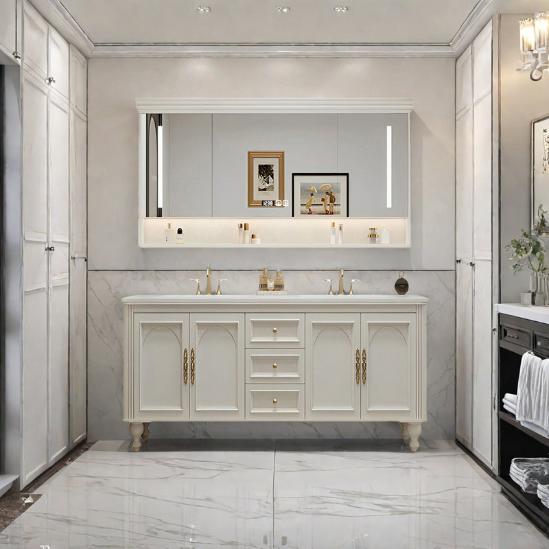 Armoire de salle de bain française, H 31,49 po x l 55,11 po x P 21,65 po