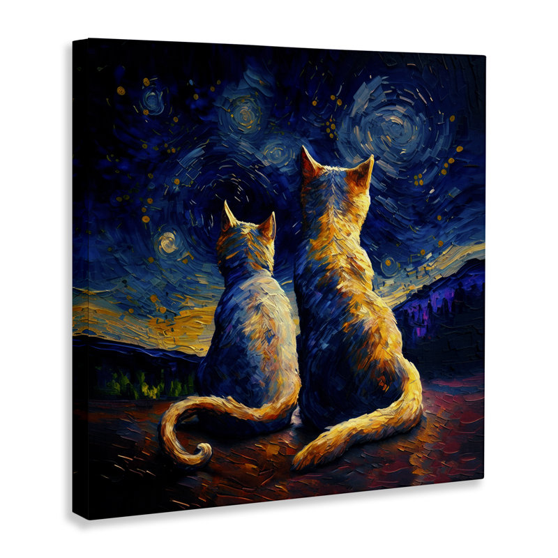 «Swirled Night Sky Cats» par Svetlana Aleynikova, H 24 po x l 24 po