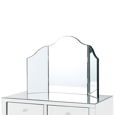 Modern Contemporary Tri-Fold Tabletop Vanity Mirror, No Color
