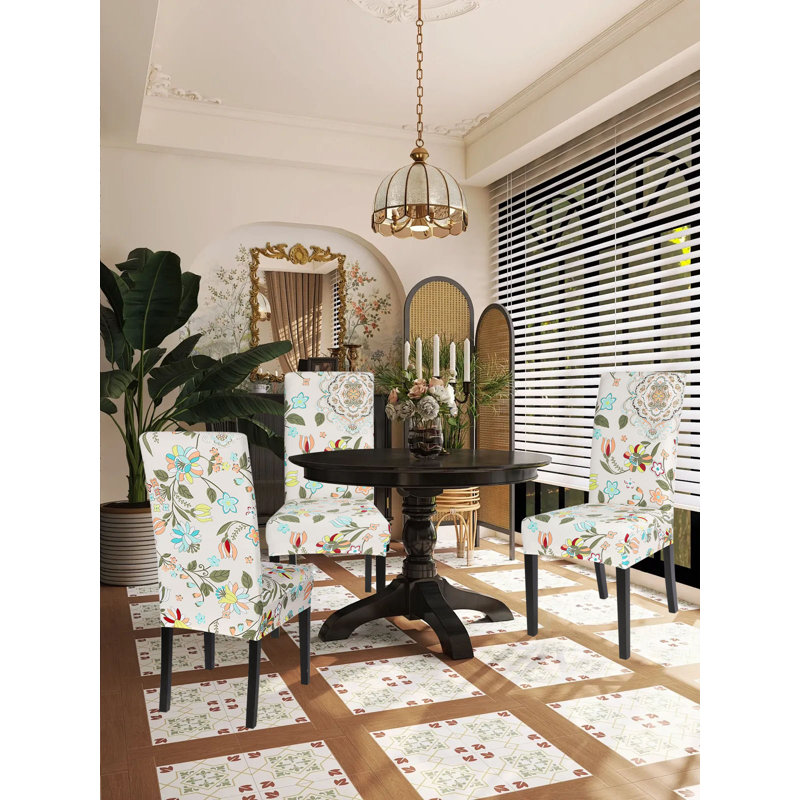 Housse florale pour chaise de salle à manger en polyester