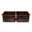 33" Hammered Copper 50/50 Double Basin Kitchen Sink