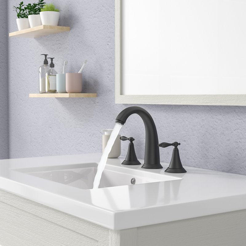 2-handle Bathroom Faucet with Drain Assembly, Matte Black