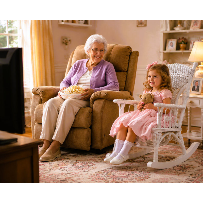 Chaise berçante en osier pour enfant Deas, Blanc