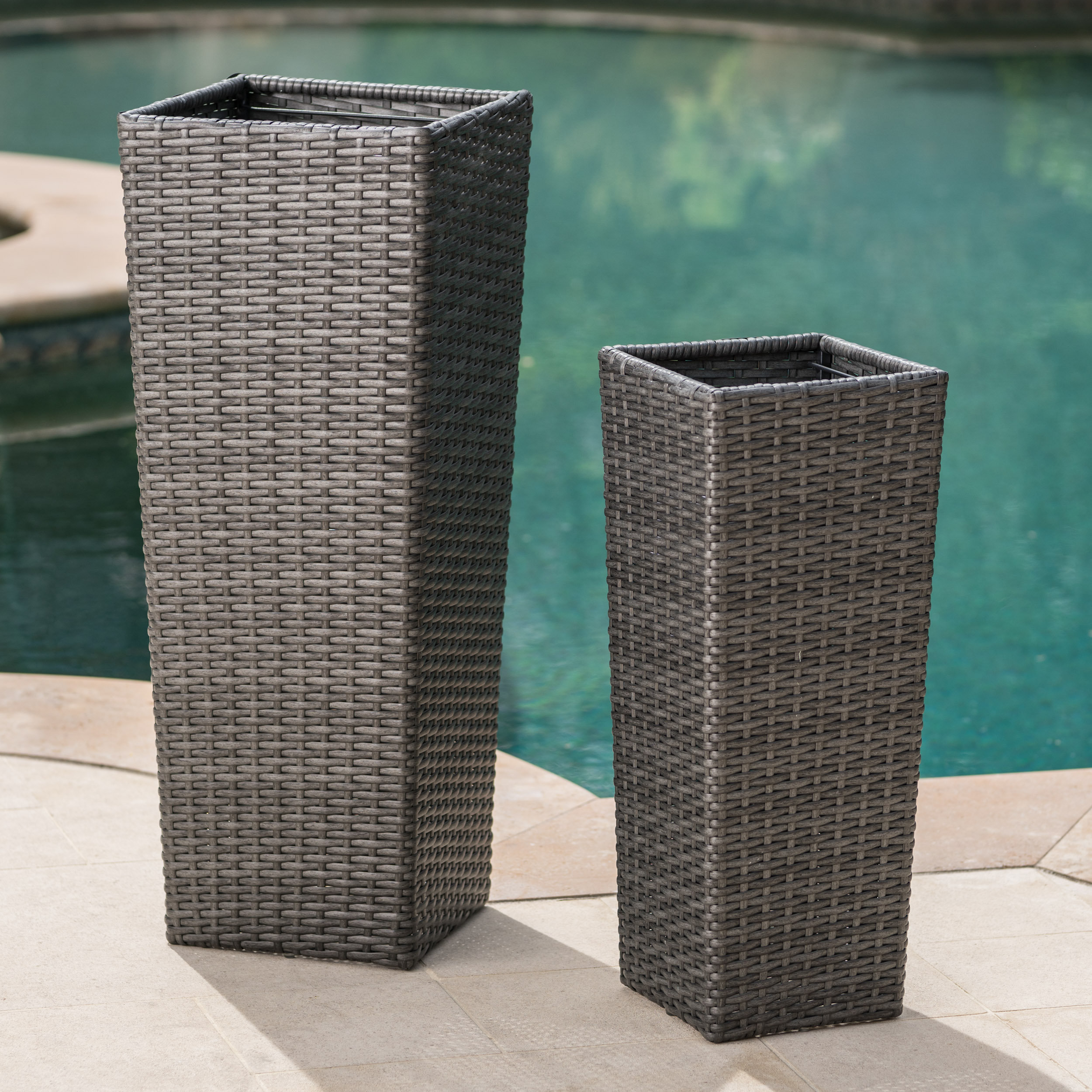 Bay Isle Home™ Decatur 2-Piece Wicker Pot Planter Set & Reviews | Wayfair