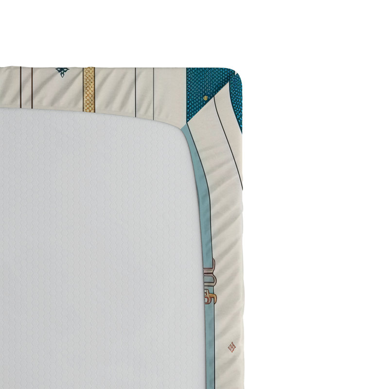 Drap-housse botanique Ambesonne_ Rayures bohémiennes Woodland_ Saumon bleu pétrole, Drap-housse simple TG