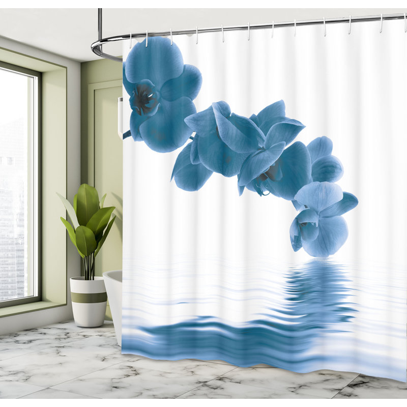  Rideau de douche avec crochets inclus, H 75 po x l 69 po, Bleu mer