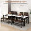 4-Piece Modern Dining Table Set, Faux Marble Kitchen Table With PU Leather Bench And Chairs, Table And Chairs Set For 4, Space Saving Dinette For Kitchen, Dining Room