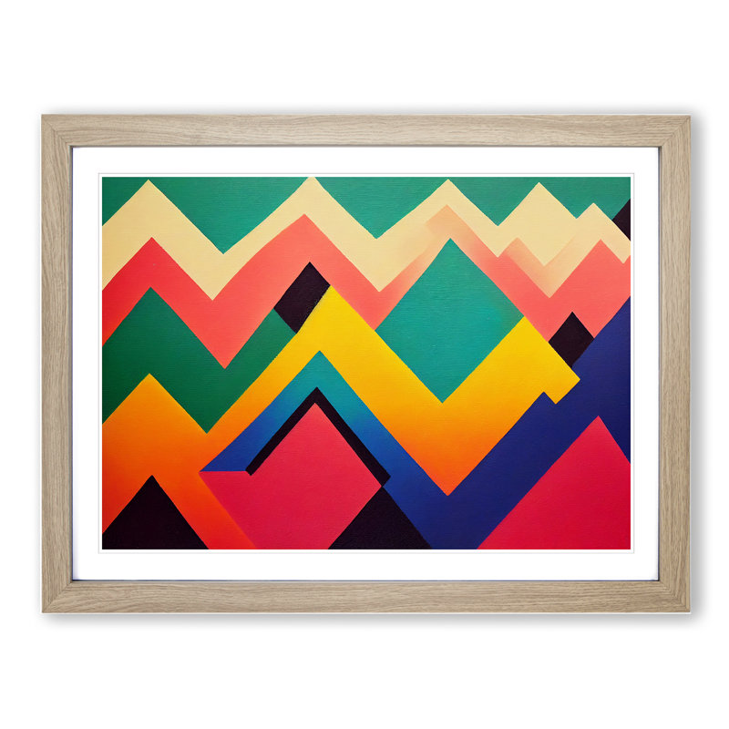 XH1022-8660X Super Modern Abstract Art 1 Piece Single Picture Frame Wall Art, 34cm H x 46cm W x 2cm D, Oak