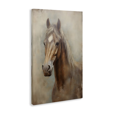 Art mural sur toile "Brown Horse Visage" par Petal Prints Design