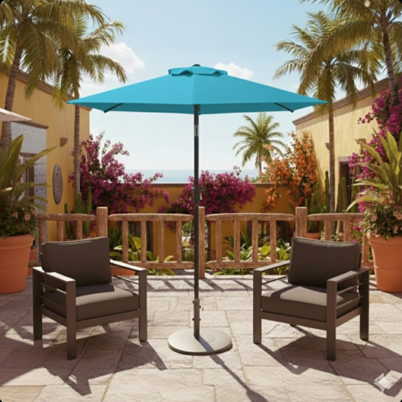 Parasol avec manivelle et inclinaison (sans base), Bleu